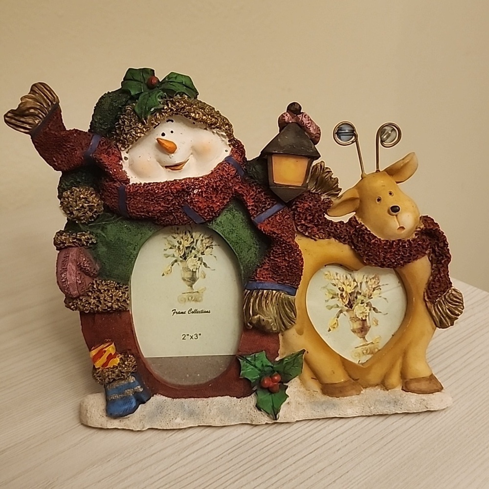 Snowman & Raindeer holiday photo frame